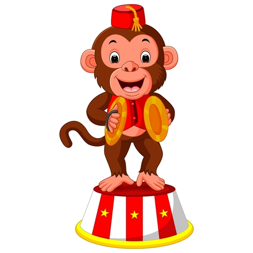 Carnival Circus Theme Cymbal Monkey Transparent Sticker